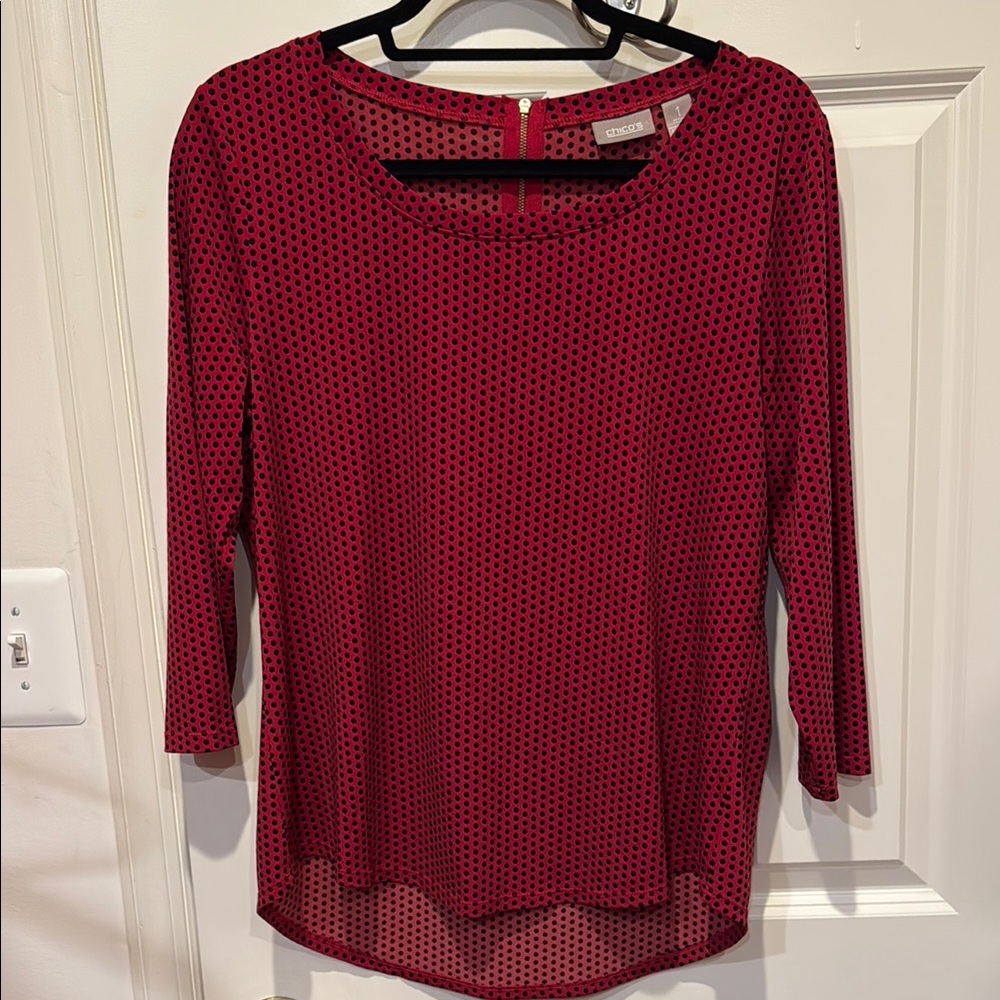 Chico’s Chic Red Polka Dot Women's Top, Size 1